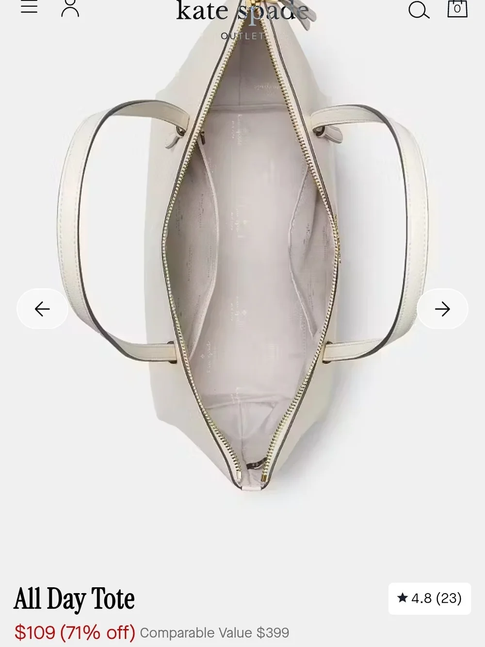 kate spade All Day Tote in White